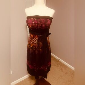 Bisou Bisou Michele Bohbot Strapless Ikat Print Dress - NWT - Size 6